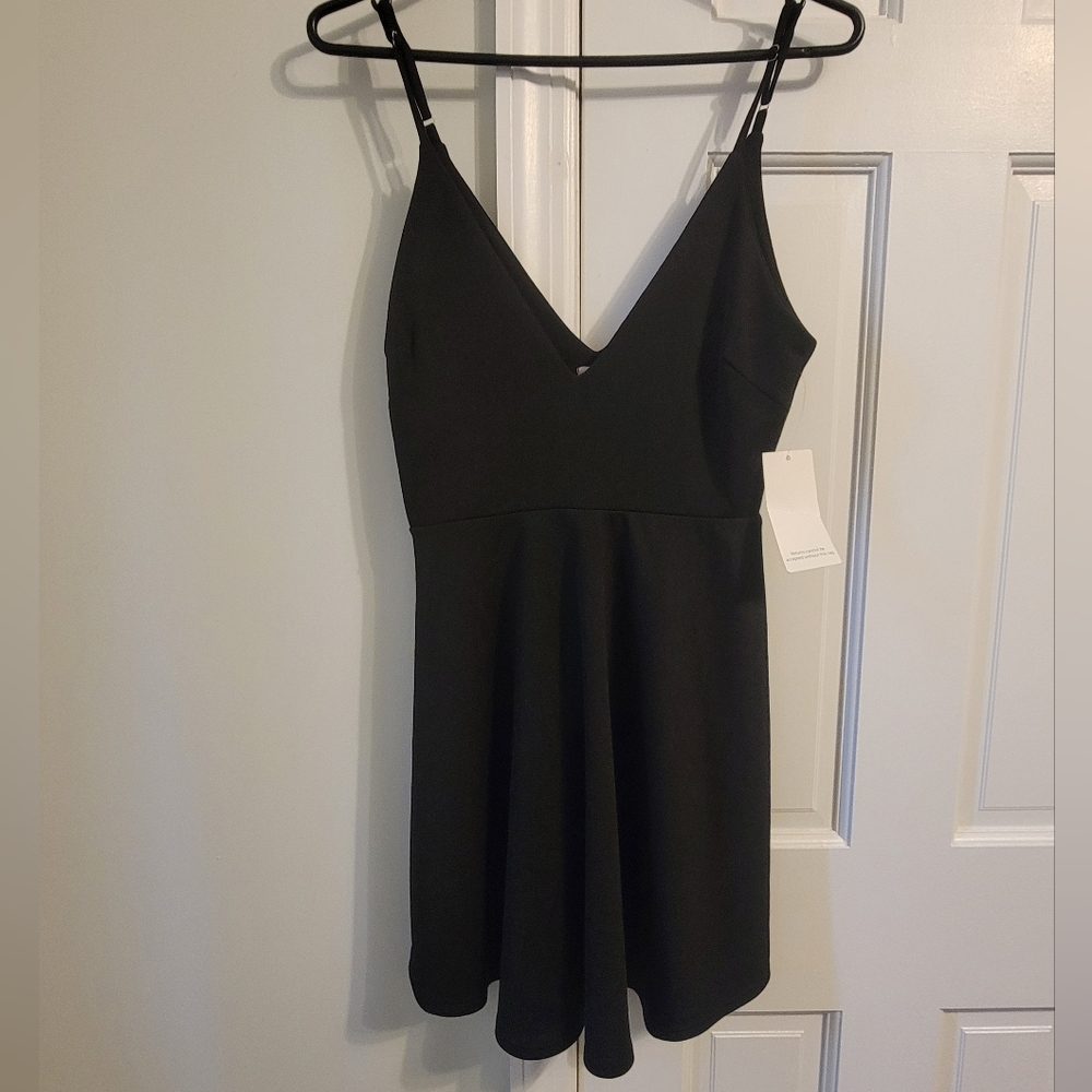 Tobi Black A-line Mini Dress Spaghetti Strap